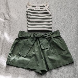 Max Studio Olive Green Kids Cargo Shorts